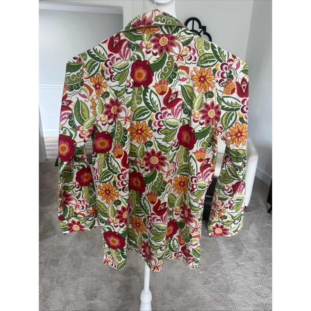 Pottery Barn Women Sz S Pajama Button Up TOP ONLY Floral Gardener 100% Cotton - Picture 3 of 10